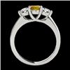 Image 2 : 3 ctw SI/I Fancy Intense Yellow Diamond 3 Stone Ring 10K White Gold - REF-510R7K - SKU:35401