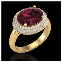4.50 ctw Garnet & VS/SI Diamond Ring 18K Yellow Gold - REF-98M4F - SKU:20917