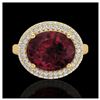 Image 2 : 4.50 ctw Garnet & VS/SI Diamond Ring 18K Yellow Gold - REF-98M4F - SKU:20917