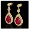 Image 1 : 6 ctw Ruby & VS/SI Diamond Earrings 18K Yellow Gold - REF-93N8A - SKU:23121
