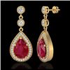 Image 2 : 6 ctw Ruby & VS/SI Diamond Earrings 18K Yellow Gold - REF-93N8A - SKU:23121