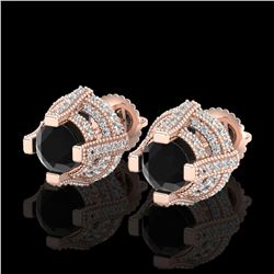 2.75 ctw Fancy Black Diamond Stud Earrings 18K Rose Gold - REF-180Y2X - SKU:37626