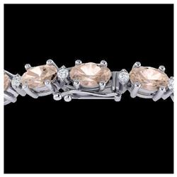 11 ctw Morganite & VS/SI Diamond Eternity Bracelet 10K White Gold - REF-134N5A - SKU:21454