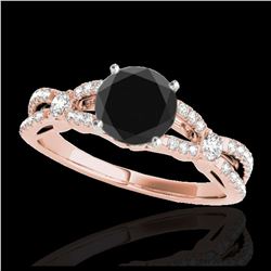 1.35 ctw VS Black Diamond Solitaire Ring 10K Rose Gold - REF-53F2N - SKU:35227