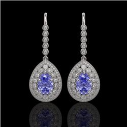 8.95 ctw Tanzanite & Diamond Earrings 14K White Gold - REF-377A3V - SKU:43154