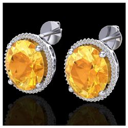 20 ctw Citrine & VS/SI Diamond Earrings 18K White Gold - REF-118H2M - SKU:20268