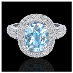 3.50 ctw Topaz & VS/SI Diamond Ring 10K White Gold - REF-94R9K - SKU:20709