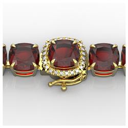 35 ctw Garnet & VS/SI Diamond Bracelet 14K Yellow Gold - REF-134W2H - SKU:23311