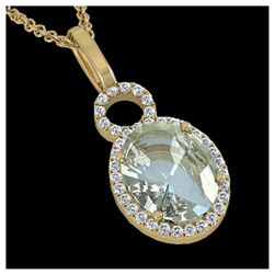 3 ctw Aquamarine & VS/SI Diamond Necklace 14K Yellow Gold - REF-61N8A - SKU:22755
