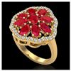 Image 1 : 4 ctw Ruby & VS/SI Diamond Cluster Ring 10K Yellow Gold - REF-63W6H - SKU:20785