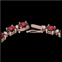46.5 ctw Garnet & VS/SI Diamond Eternity Necklace 10K Rose Gold - REF-218Y2X - SKU:29425