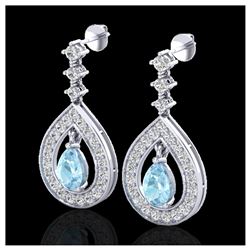 2.25 ctw Aquamarine & VS/SI Diamond Earrings 14K White Gold - REF-103V3Y - SKU:23145