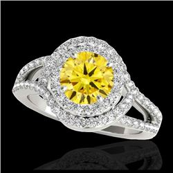 2.15 ctw SI/I Fancy Intense Yellow Diamond Ring 10K White Gold - REF-244Y3X - SKU:34403