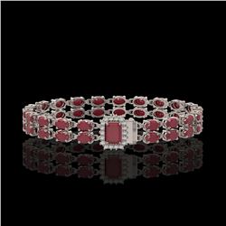 19.07 ctw Ruby & Diamond Bracelet 14K White Gold - REF-206H7M - SKU:45710