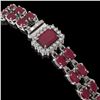 Image 2 : 19.07 ctw Ruby & Diamond Bracelet 14K White Gold - REF-206H7M - SKU:45710