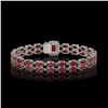 Image 3 : 19.07 ctw Ruby & Diamond Bracelet 14K White Gold - REF-206H7M - SKU:45710
