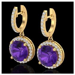 4 ctw Amethyst & VS/SI Diamond 18K Yellow Gold - REF-87A8V - SKU:23177