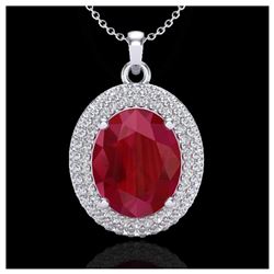 4.50 ctw Ruby & VS/SI Diamond Necklace 18K White Gold - REF-120N9A - SKU:20571