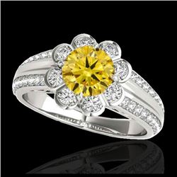1.50 ctw SI/I Fancy Intense Yellow Diamond Ring 10K White Gold - REF-128M7F - SKU:34475