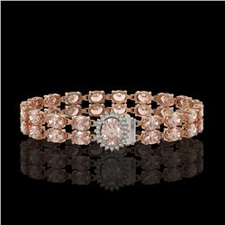 27.57 ctw Morganite & Diamond Bracelet 14K Rose Gold - REF-282H5M - SKU:45492