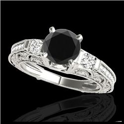 1.63 ctw VS Black Diamond Solitaire Ring 10K White Gold - REF-56W3H - SKU:34651