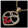 Image 1 : 3 ctw Ruby & Heart Necklace 14K Yellow Gold - REF-134W5H - SKU:22542