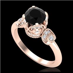 1.75 ctw Fancy Black Diamond Art Deco Ring 18K Rose Gold - REF-134H5M - SKU:37402