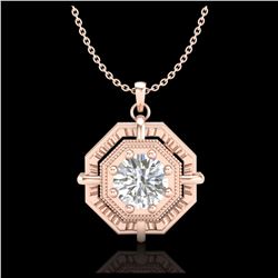 0.75 ctw VS/SI Diamond Solitaire Art Deco Stud Necklace 18K Rose Gold - REF-202V5Y - SKU:36879