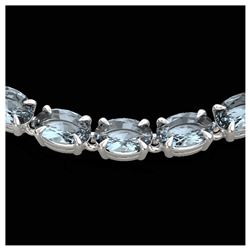 29 ctw Aquamarine Eternity Tennis Necklace 14K White Gold - REF-276M2F - SKU:23370