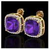 Image 1 : 12 ctw Amethyst & VS/SI Diamond Earrings 18K Yellow Gold - REF-88M2F - SKU:23057
