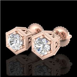 1.15 ctw VS/SI Diamond Solitaire Art Deco Stud Earrings 18K Rose Gold - REF-174H5M - SKU:37218