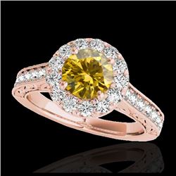 1.70 ctw SI/I Fancy Intense Yellow Diamond Ring 10K Rose Gold - REF-218Y2X - SKU:33732