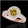 Image 1 : 1.70 ctw SI/I Fancy Intense Yellow Diamond Ring 10K Rose Gold - REF-218Y2X - SKU:33732