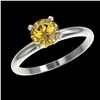 Image 2 : 1 ctw Intense Yellow Diamond Ring 10K White Gold - REF-187K5W - SKU:32892