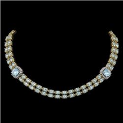 38.95 ctw Sky Topaz & Diamond Necklace 14K Yellow Gold - REF-370N2A - SKU:44713