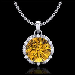 1.36 ctw Intense Fancy Yellow Diamond Art Deco Necklace 18K White Gold - REF-272M7F - SKU:38106