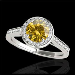 1.93 ctw SI/I Fancy Intense Yellow Diamond Ring 10K White Gold - REF-231N8A - SKU:33524