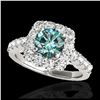 Image 1 : 2.5 ctw SI Fancy Blue Diamond Solitaire Halo Ring 10K White Gold - REF-190M9F - SKU:33348