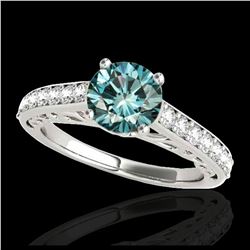 1.40 ctw SI Fancy Blue Diamond Solitaire Ring 10K White Gold - REF-121H4M - SKU:35019
