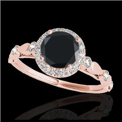 1.25 ctw VS Black Diamond Solitaire Halo Ring 10K Rose Gold - REF-41X6R - SKU:33620