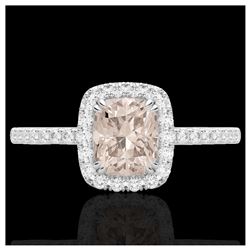 1.25 ctw Morganite & VS/SI Diamond Ring 10K White Gold - REF-40F9N - SKU:22906