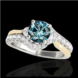 1.60 ctw SI Fancy Blue Diamond Bypass Ring 10K White & Yellow Gold - REF-135H2M - SKU:35115