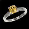 Image 2 : 1 ctw Intense Yellow Diamond Ring 10K White Gold - REF-199M5F - SKU:32989