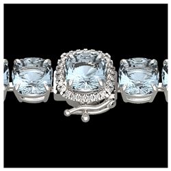 35 ctw Sky Blue Topaz & Diamond Bracelet 14K White Gold - REF-158A2V - SKU:23327