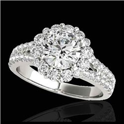 2.51 ctw H-SI/I Diamond Solitaire Halo Ring 10K White Gold - REF-347R7K - SKU:33940