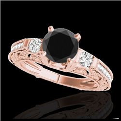 1.38 ctw VS Black Diamond Solitaire Ring 10K Rose Gold - REF-47X7R - SKU:34643