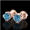 Image 1 : 1.07 ctw Fancy Intense Blue Diamond Art Deco Earrings 18K Rose Gold - REF-143N6A - SKU:37538