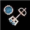 Image 3 : 1.07 ctw Fancy Intense Blue Diamond Art Deco Earrings 18K Rose Gold - REF-143N6A - SKU:37538