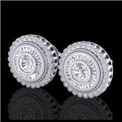 2.61 ctw VS/SI Diamond Solitaire Art Deco Stud Earrings 18K White Gold - REF-381H8M - SKU:37082