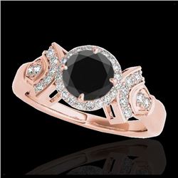 1.56 ctw VS Black Diamond Solitaire Halo Ring 10K Rose Gold - REF-57A3V - SKU:34332